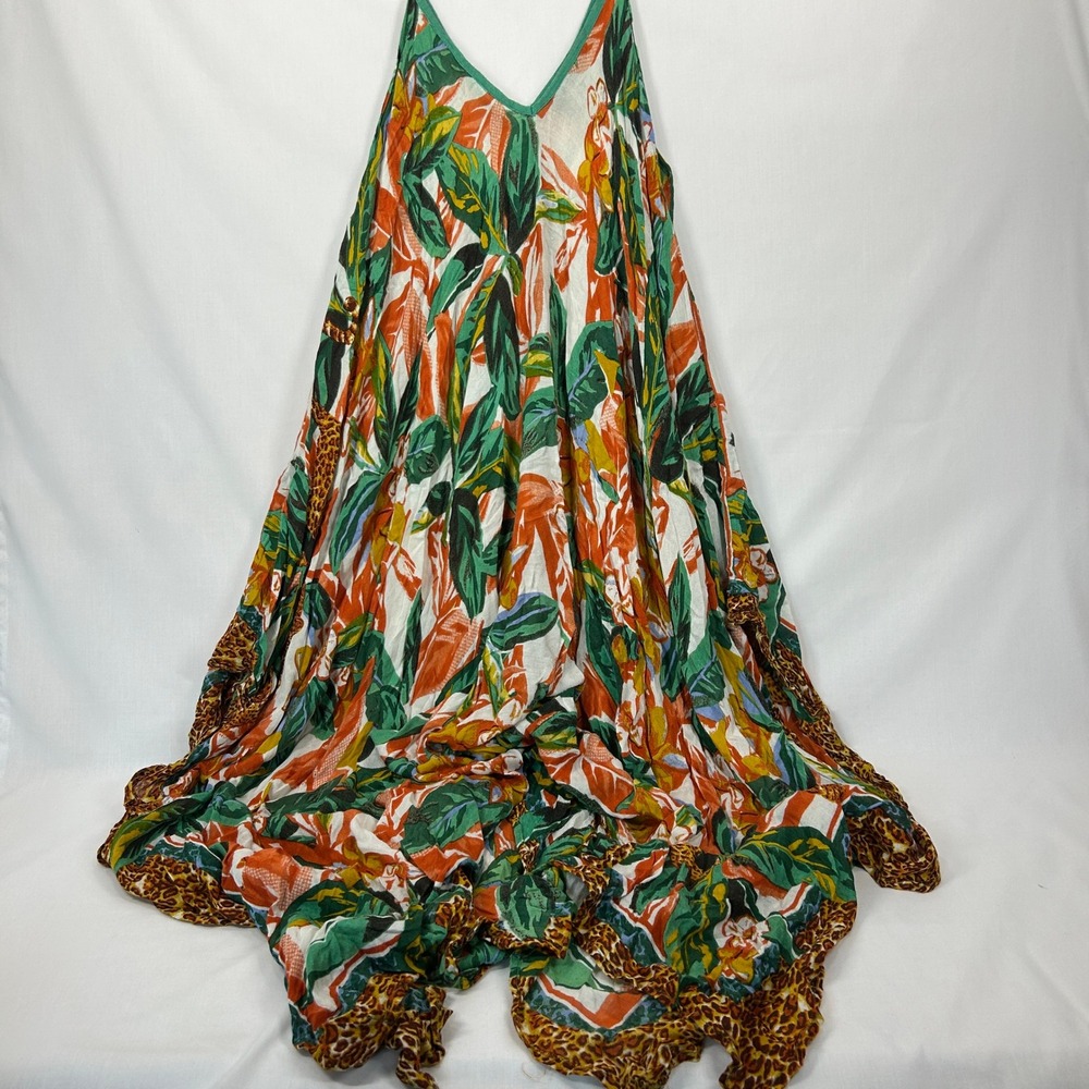 Vince Camuto Tropical Leopard Print Cover-Up Dress Voluminous Maxi Scarf Dress